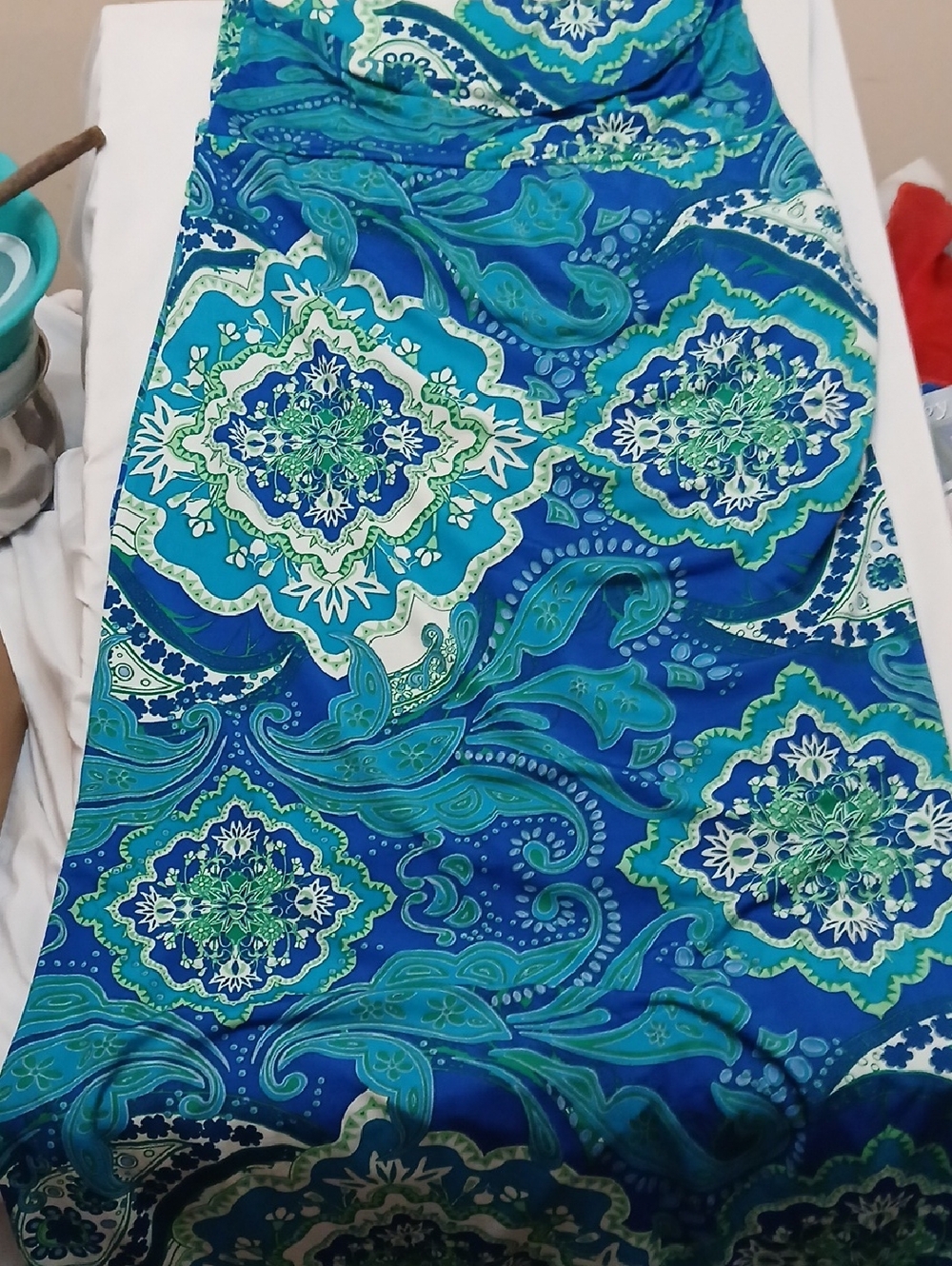 raya sun Blue & Teal Paisley Medallion Maxi